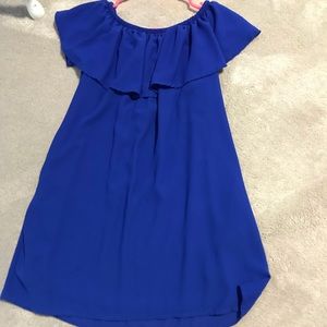 Bright Blue Off the Shoulders Dress